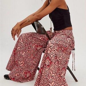 Free People Red and Pink Artistic Pants